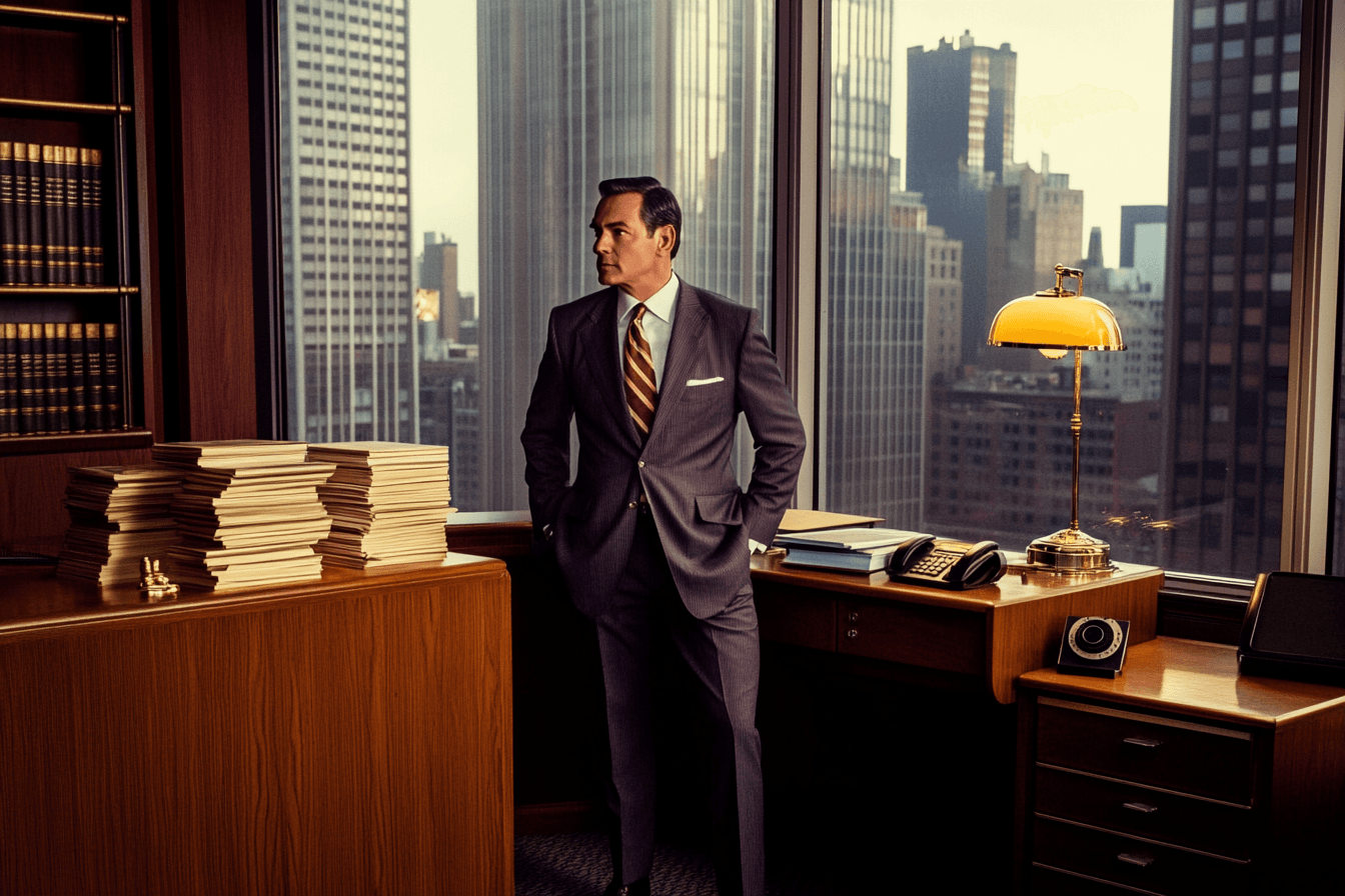 Modern managing partner office with city view